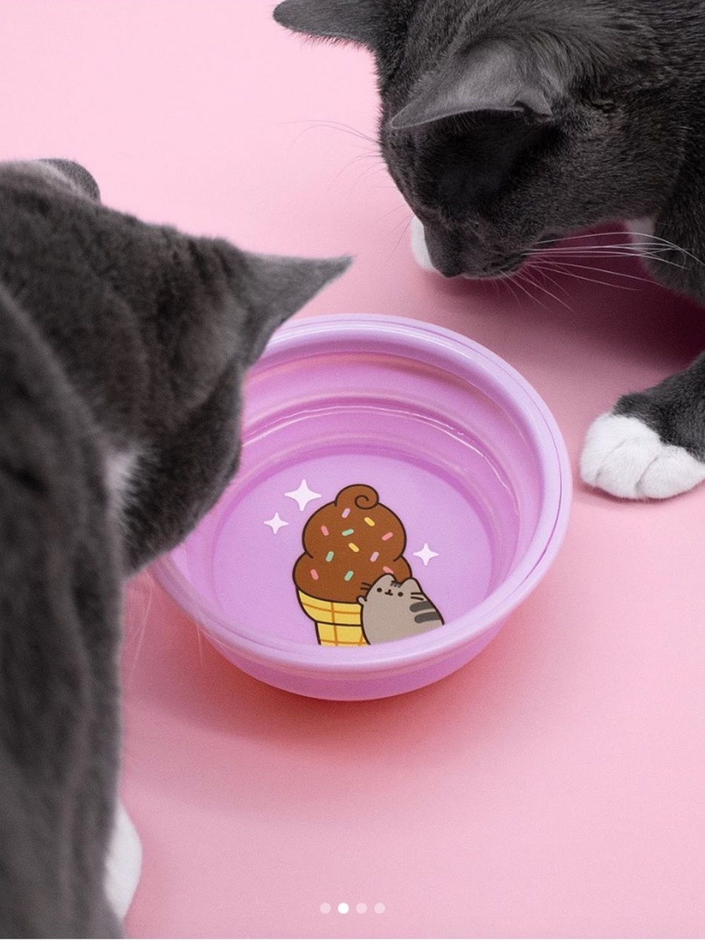 Pusheen Purple Collapsible Cat Bowl with Ice Cream Design